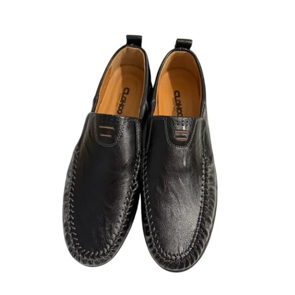 Clohoo Men's Leather Black Loafer Shoes A1858 Size 43 (9 m)